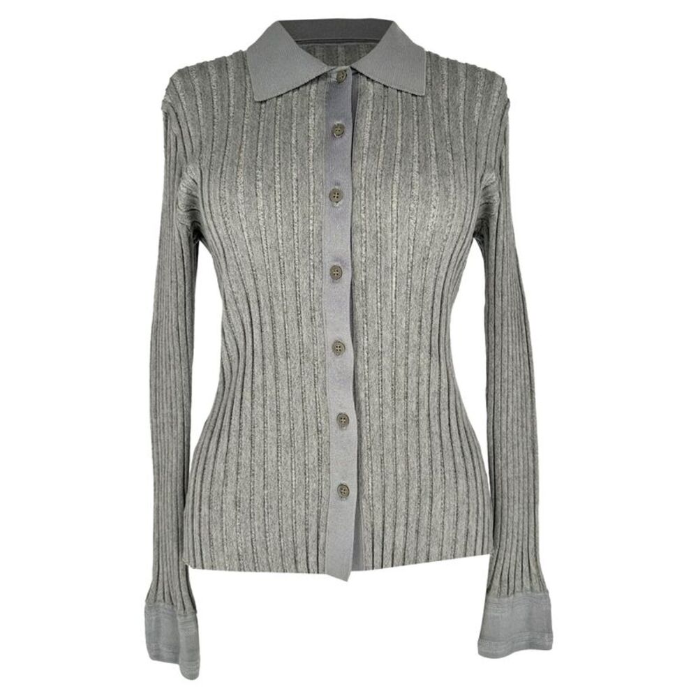 Altuzarra Ribbed-Knit Cardigan in Grey Cotton